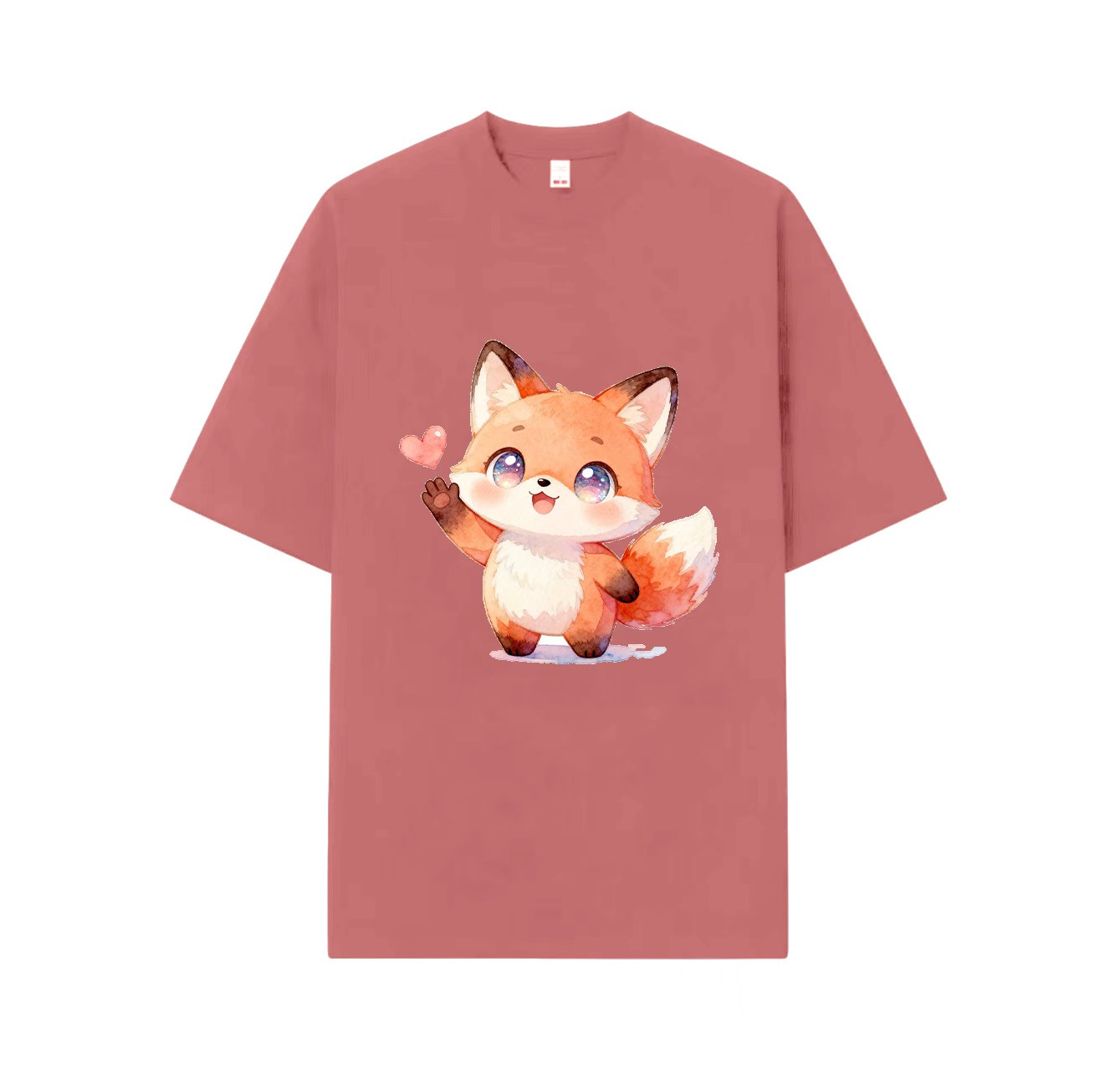 A cute and adorable short-sleeved shirt with a smiling fox print – a must-have for summer outfits.