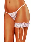 Exposed Lace White Lace Leg Garter with Satin Bow