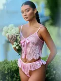 Roma Lace Essentials Pink Eyelash Lace Cami Set