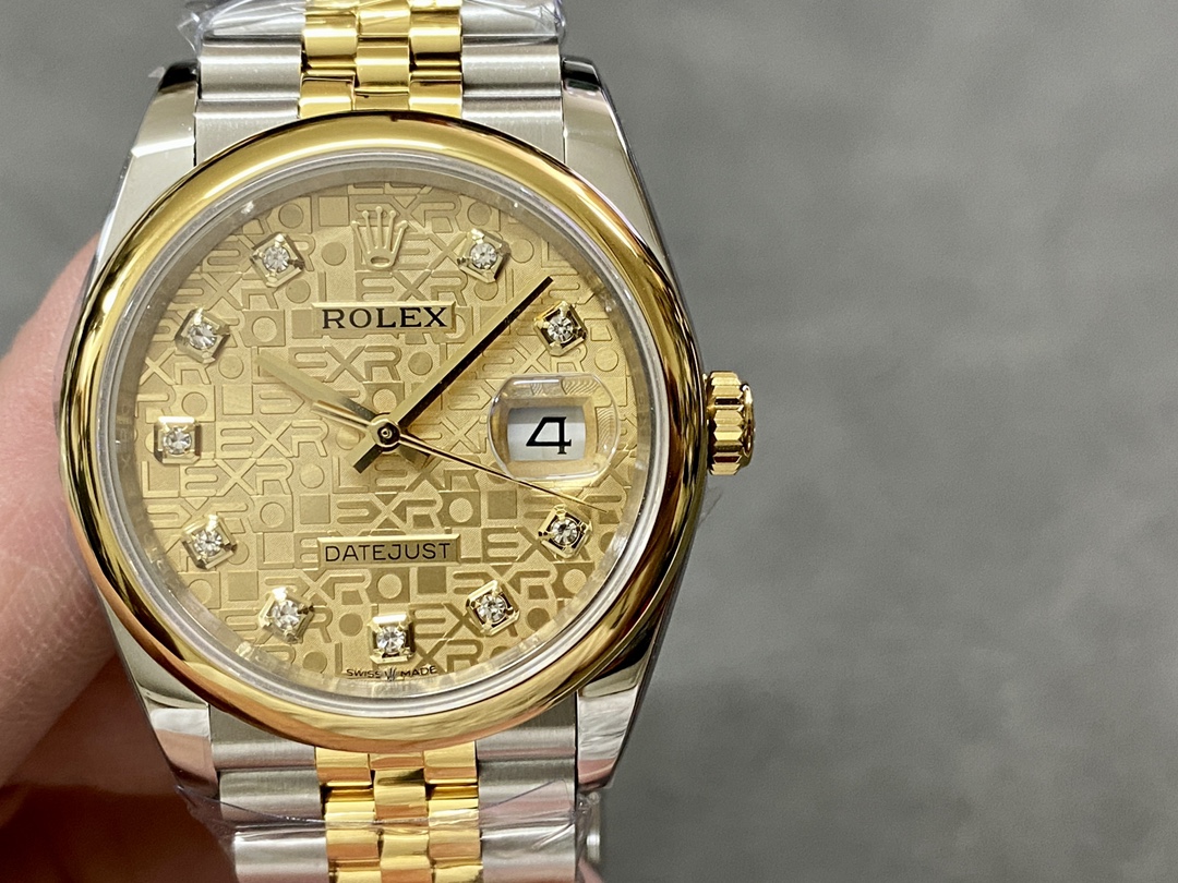 Rolex Datejust 36 Champagne Diamond 116203 0173 Women's Watch
