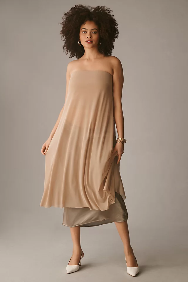 Sheer Mesh Tube Top TAUPE