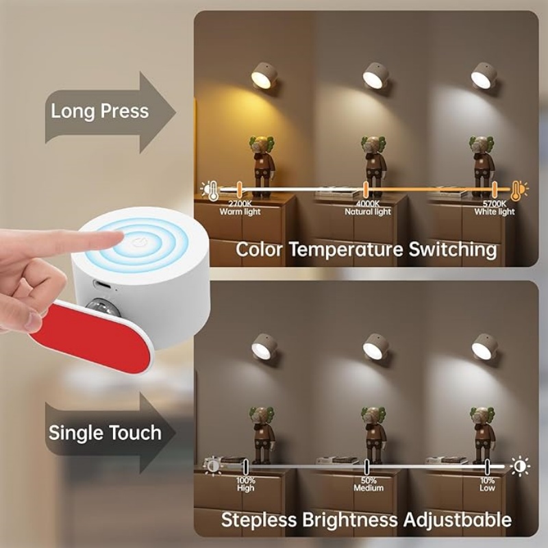 WALLARTISAN PACK Romote LED Wall Sconce - Rechargeable Wall Light