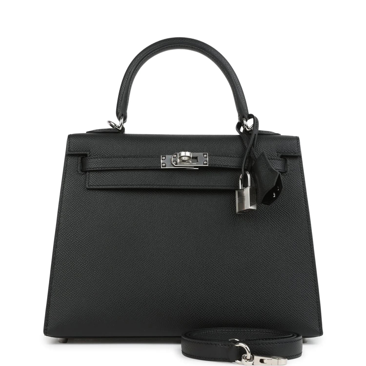 Hermes Kelly Sellier 25 Black Epsom Palladium Hardware