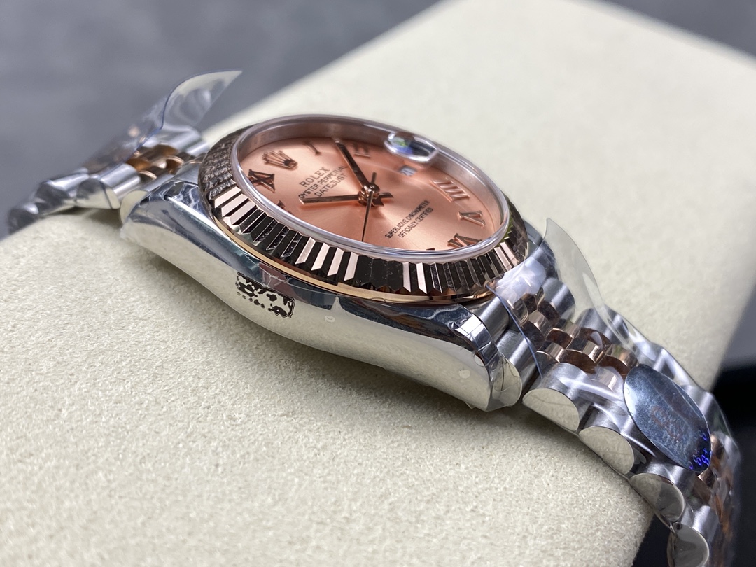 Rolex Datejust 278271 Sun Dust Roman Dial Two Tone Rose Gold Fluted Bezel Jubilee