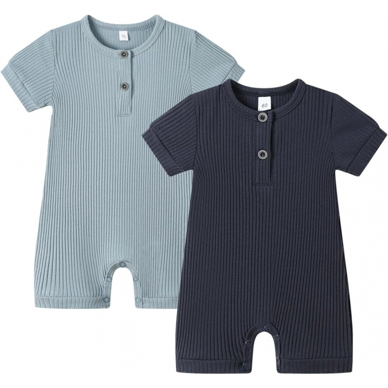 VAELIRAEL Baby Boy Girl 2/3 Pack Solid Romper