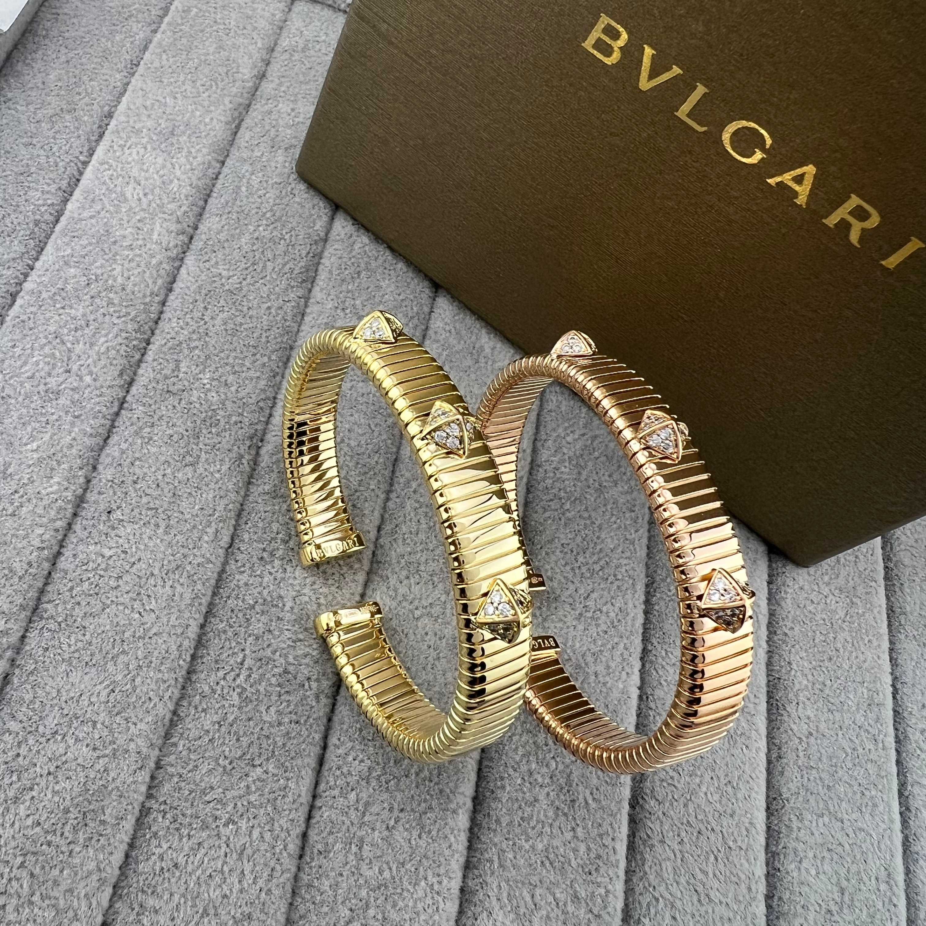 Yellow gold/rose gold diamond spring bracelet - Artisantouchss