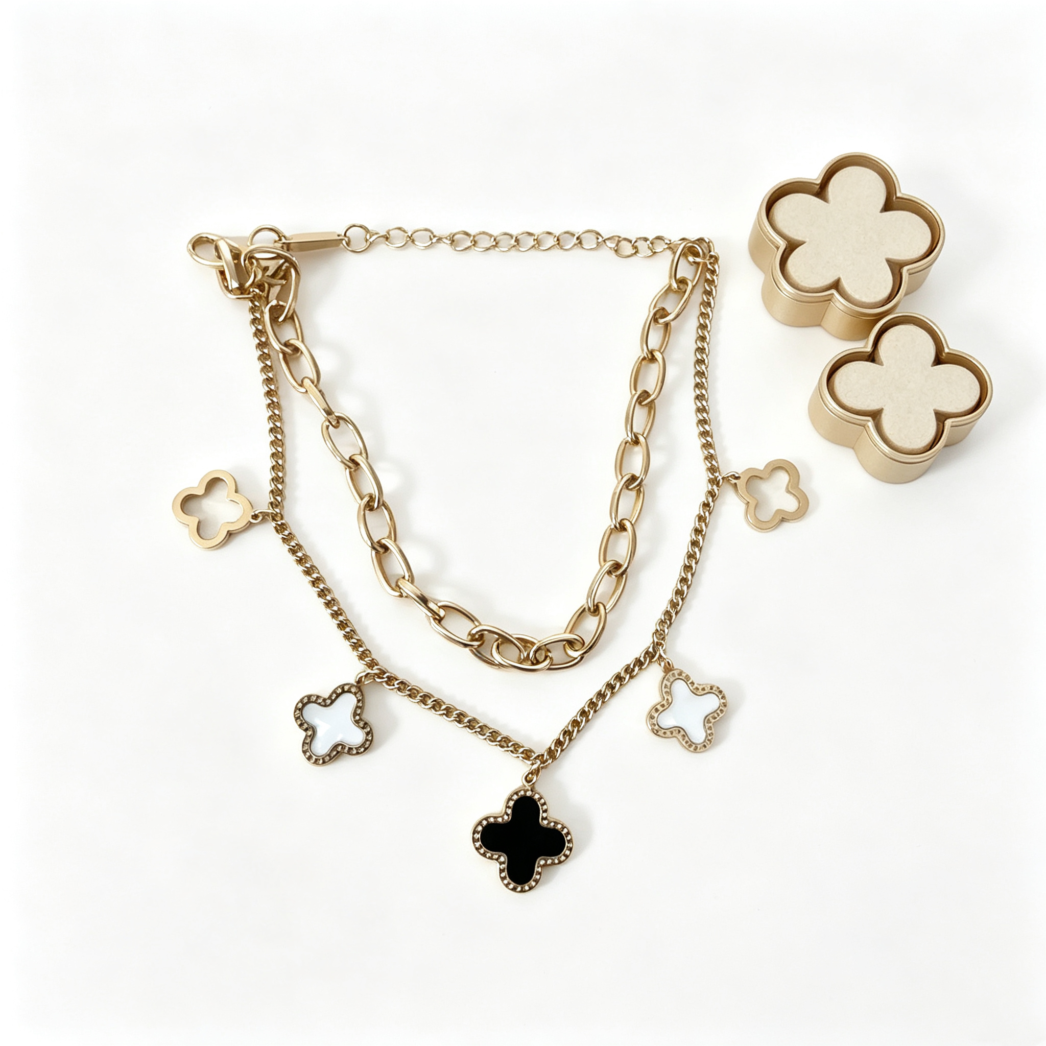 S — Double-layer Five-Flower Metal Bracelet