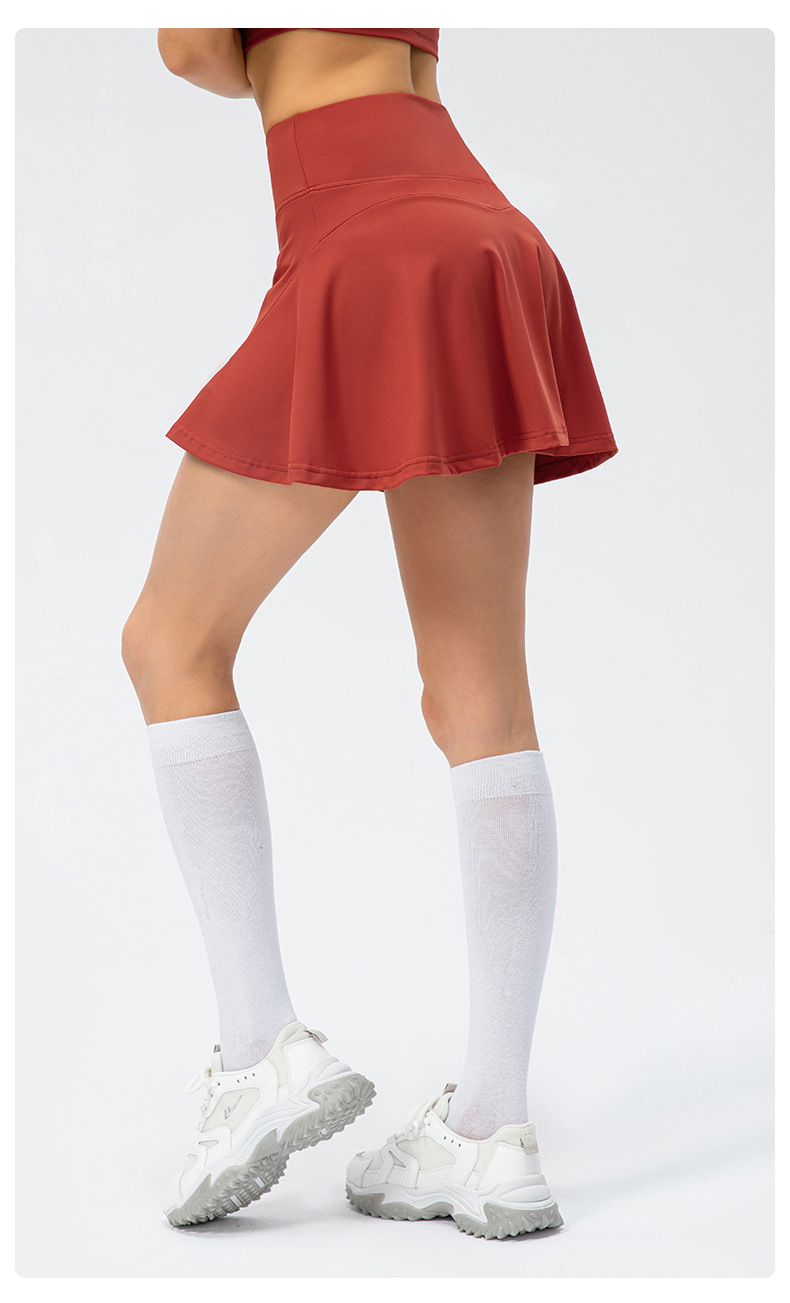 Spring/Summer Women's Tennis Skirt, Faux Two-Piece Sports Skirt Pants, Nude Feel Running Dance Training Fitness Short Skirt