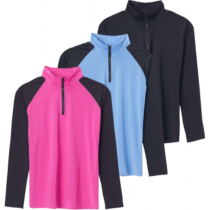 AURETOP 3 Pack: Women's 1/4 Zip Rash Guard