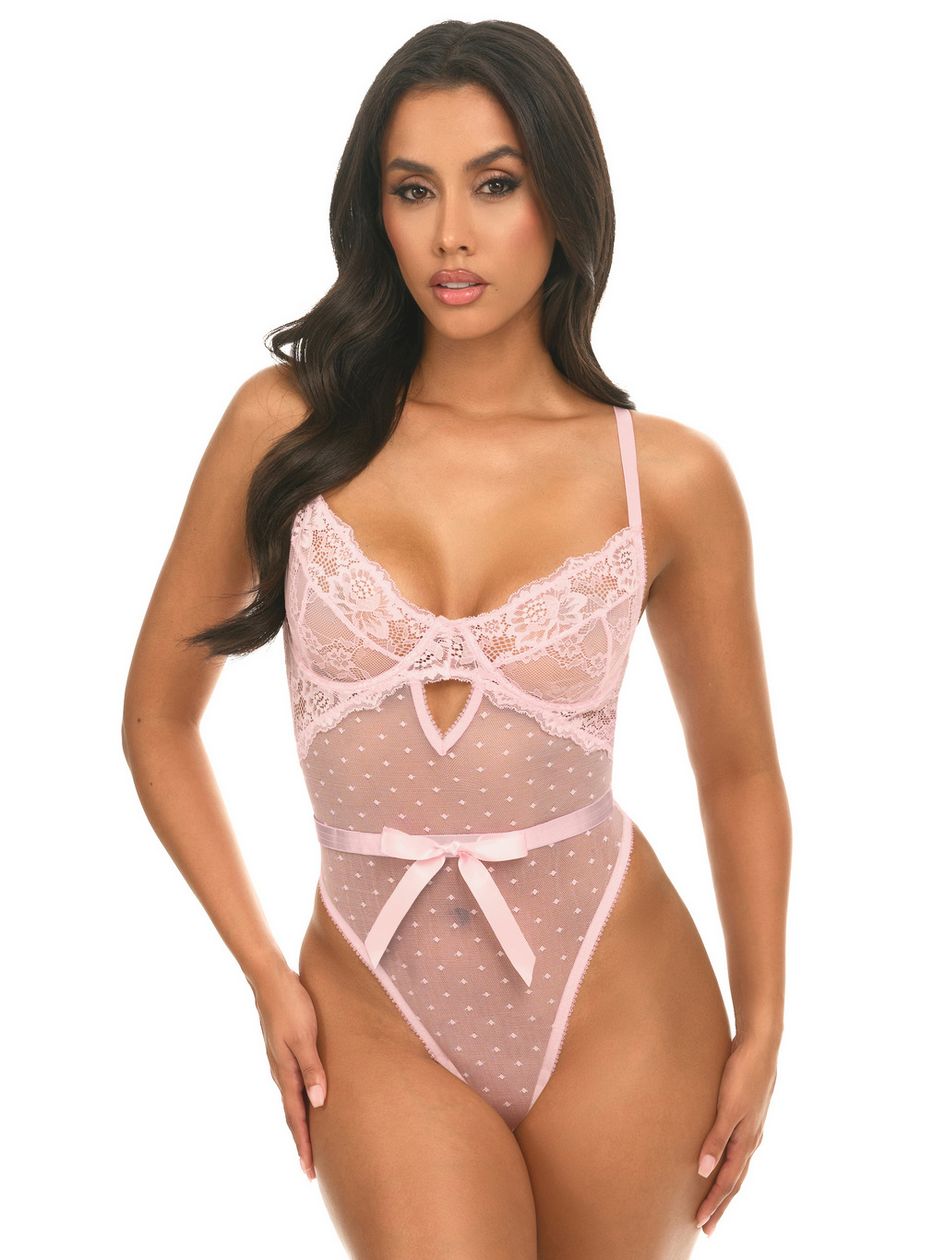 Oh La La Cheri Josie Bow Pink Underwire Polka Dot Bow Body