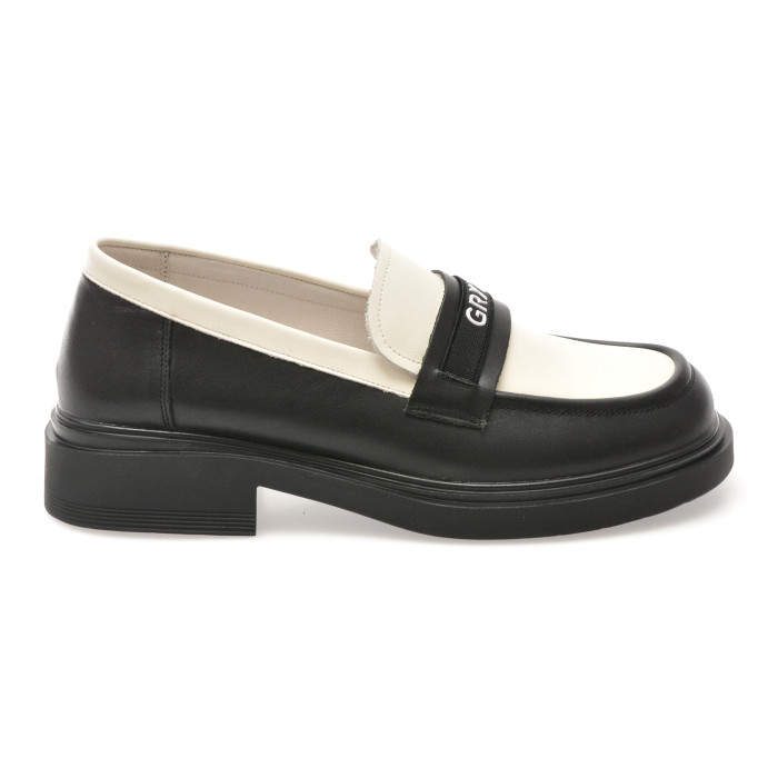 Mocasini GRYXX alb-negru, 23012, din piele naturala