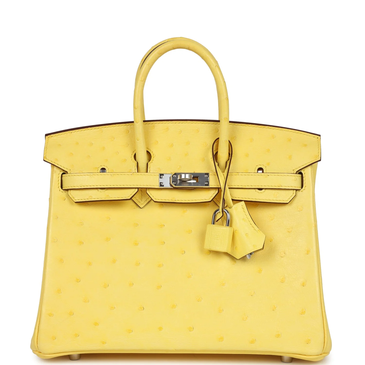 Hermes Birkin 25 Jaune Citron Ostrich Palladium Hardware
