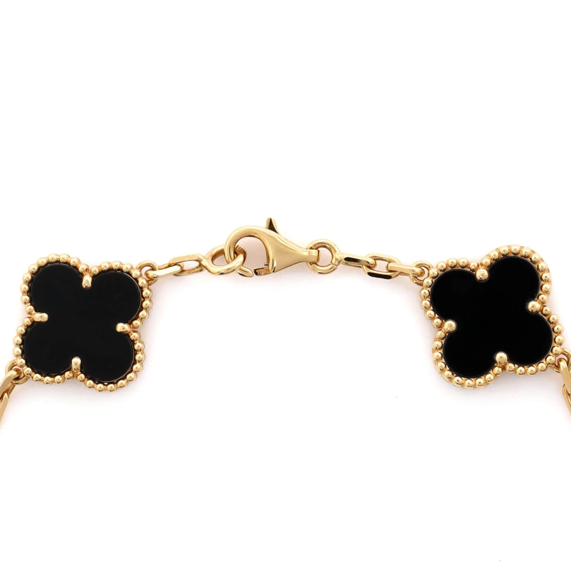 Vintage Alhambra 5 Motifs Bracelet 18K Yellow Gold and Onyx