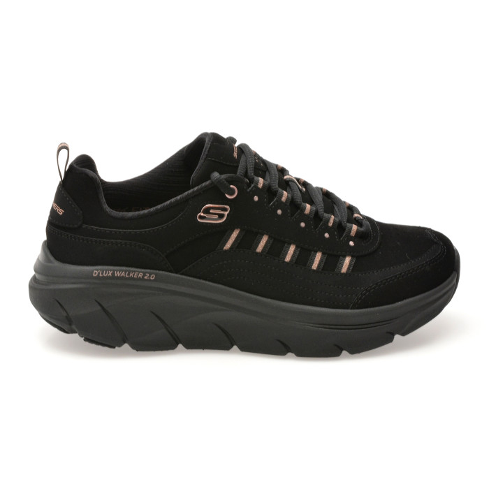 Pantofi sport SKECHERS negri, D LUX WALKER 2.0, din piele naturala