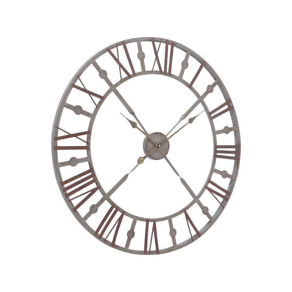 Antiqued Rusty Grey Skeleton Wall Clock 73cm