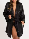 Lovehoney Short Black Satin Robe