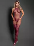 Fantasy Lingerie Burgundy Lace Crotchless Bodystocking