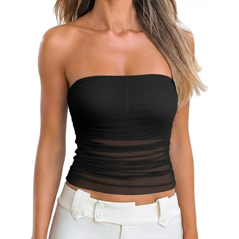 AURETOP Women's Strapless Mesh Tube Top
