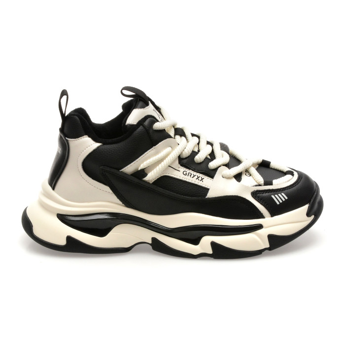 Pantofi sport GRYXX alb-negru, F8930, din piele naturala