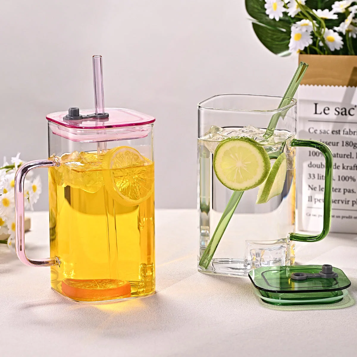 Large square straw cup