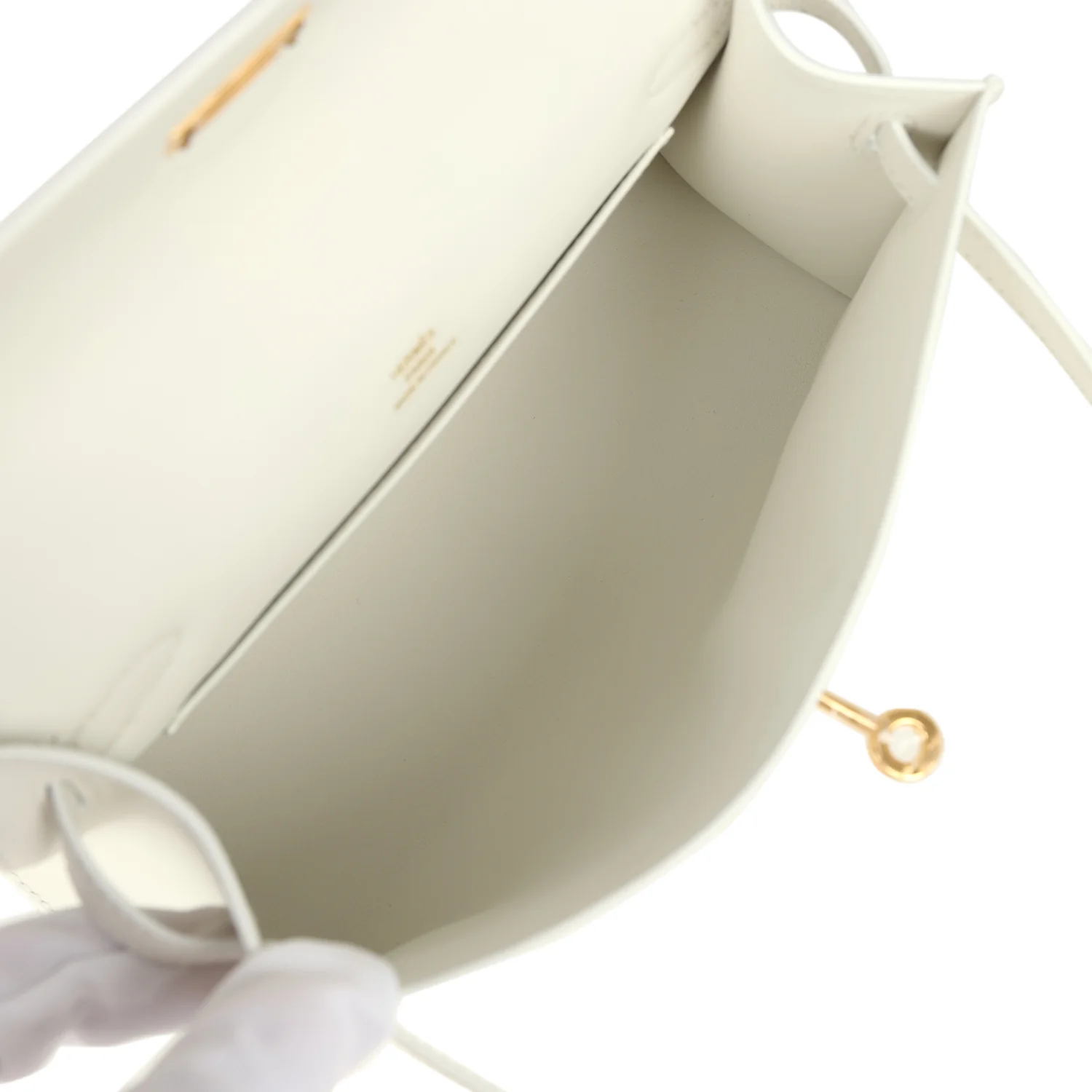 Hermes Kelly Pochette White Swift Gold Hardware