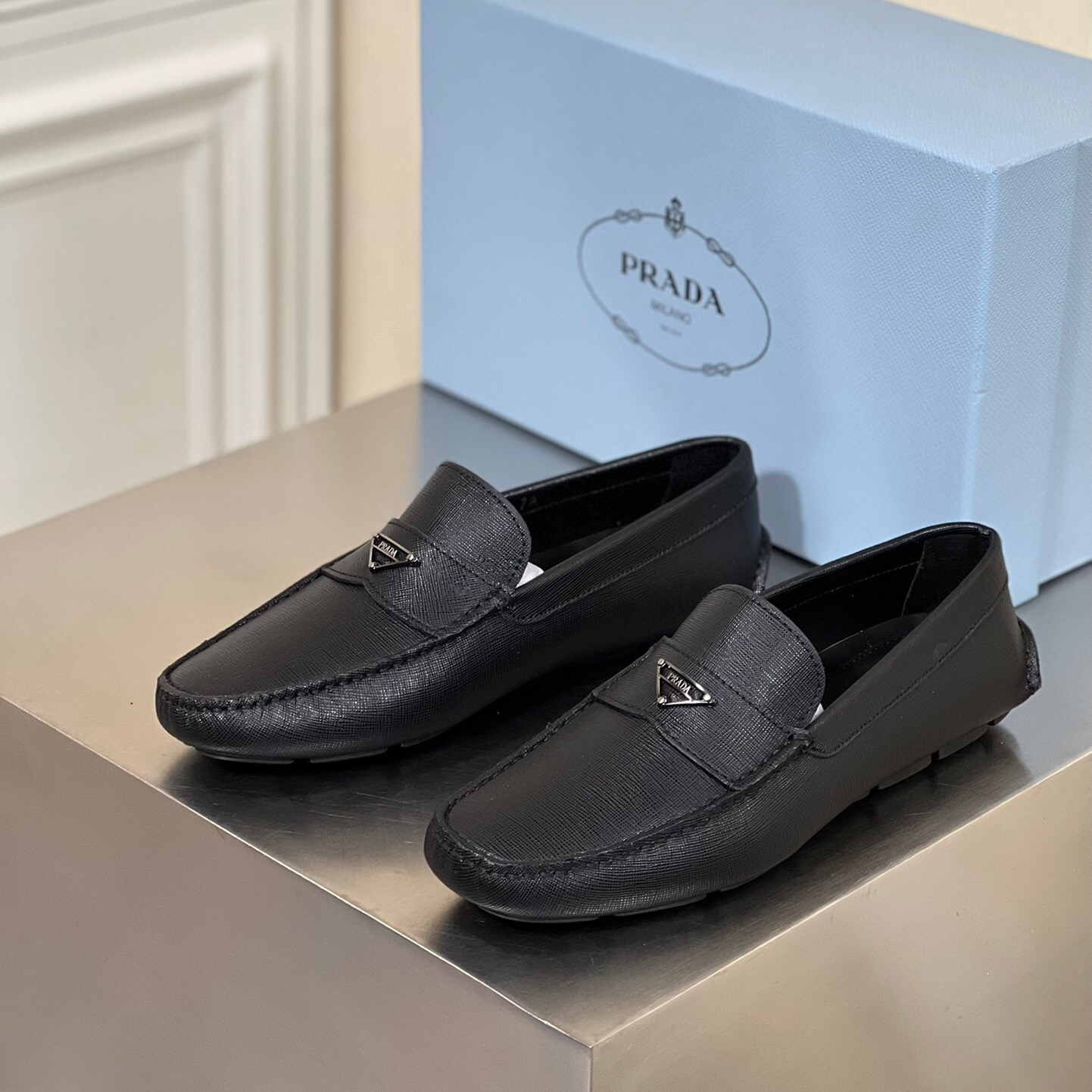 Prada Saffiano Leather Driver Loafers Size 39-45   5-Style
