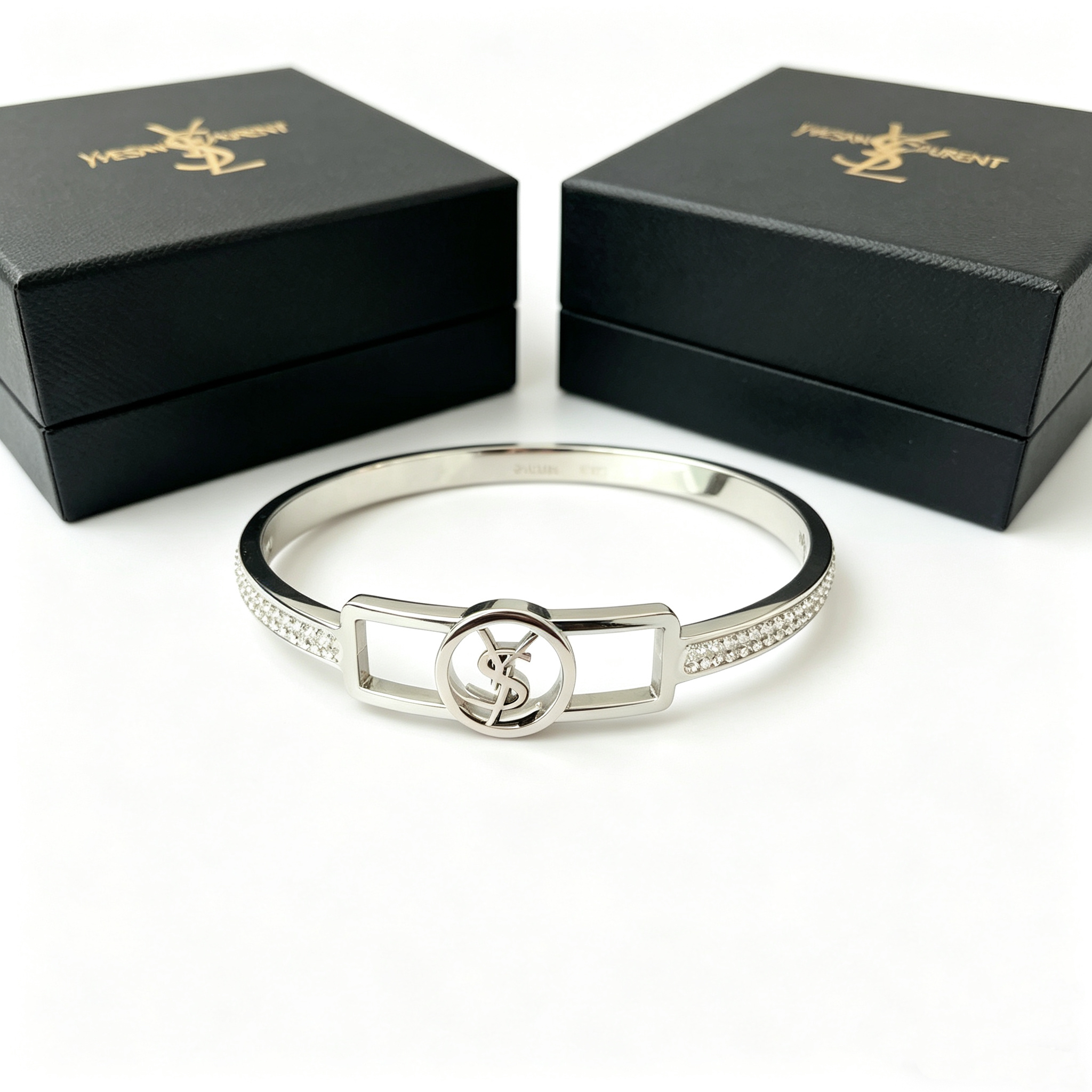 YLS — Single-layer Diamond-set Metal Bangle