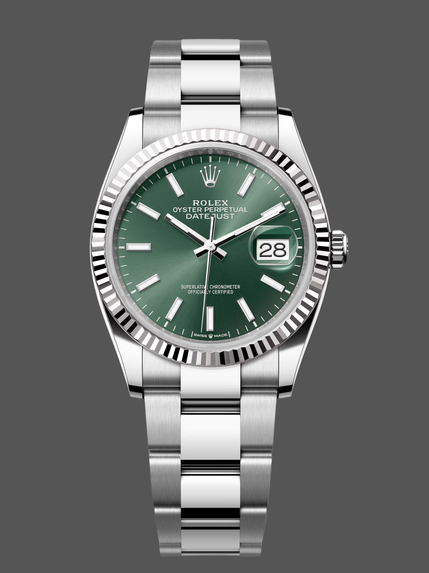 Rolex Datejust 36 White Gold Fluted Bezel 126234 0052 Unisex Watch