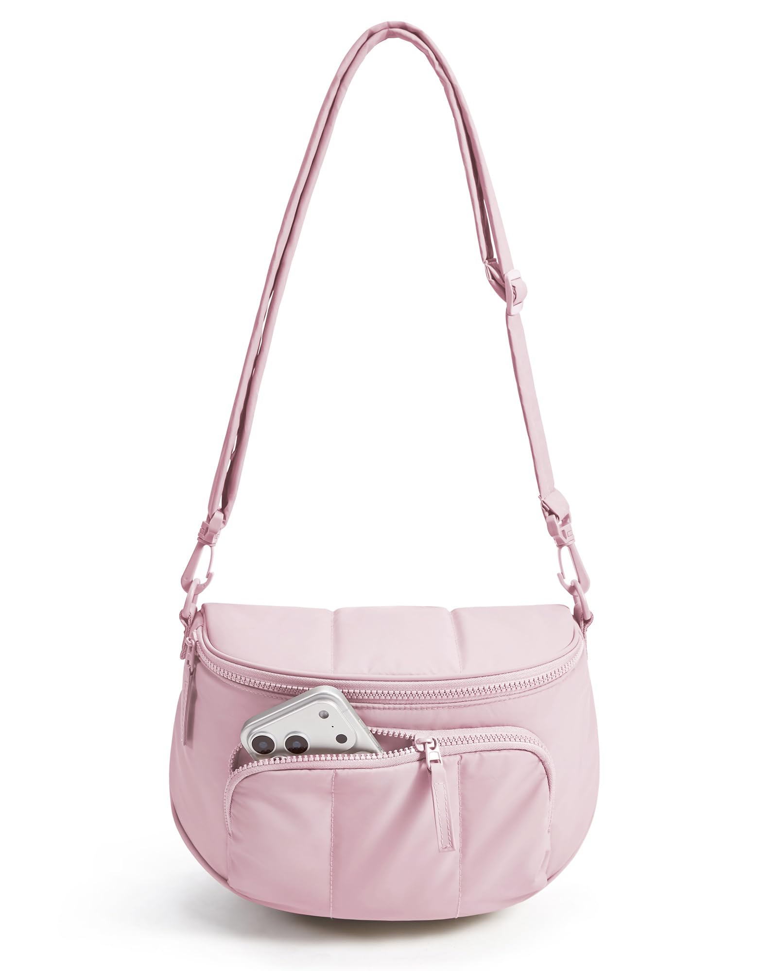 BAGSMART Puffer Crossbody Bum Bags for Women, Small Cross Body Purses for Women Travel & Work, Quilted Water-resistant Hobo 4L, Quilted, Puffy, Mom, Everyday bag,Pink