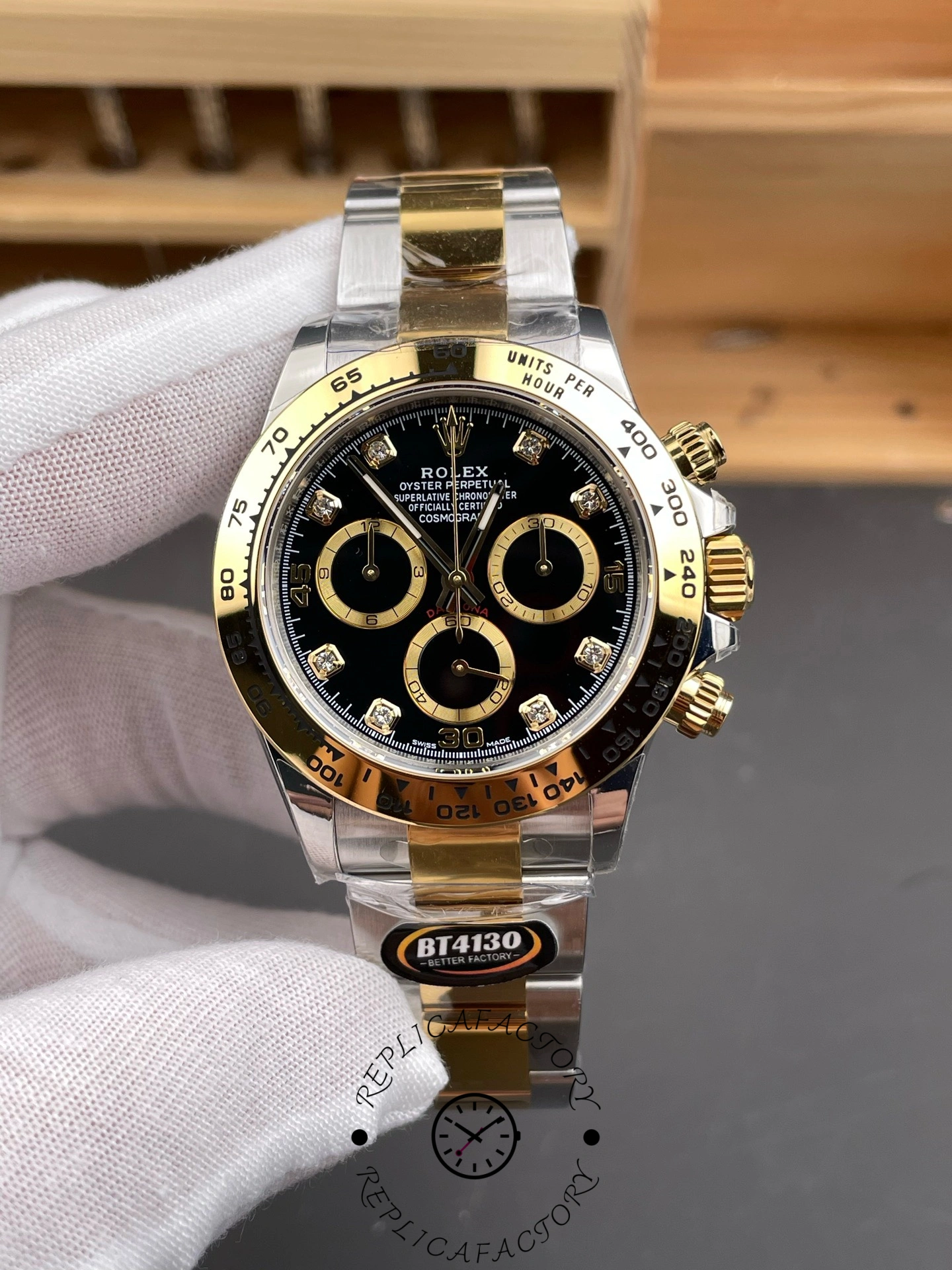 Rolex Daytona Black Dial Two Tone Oyster 116503 40mm Men's Watch