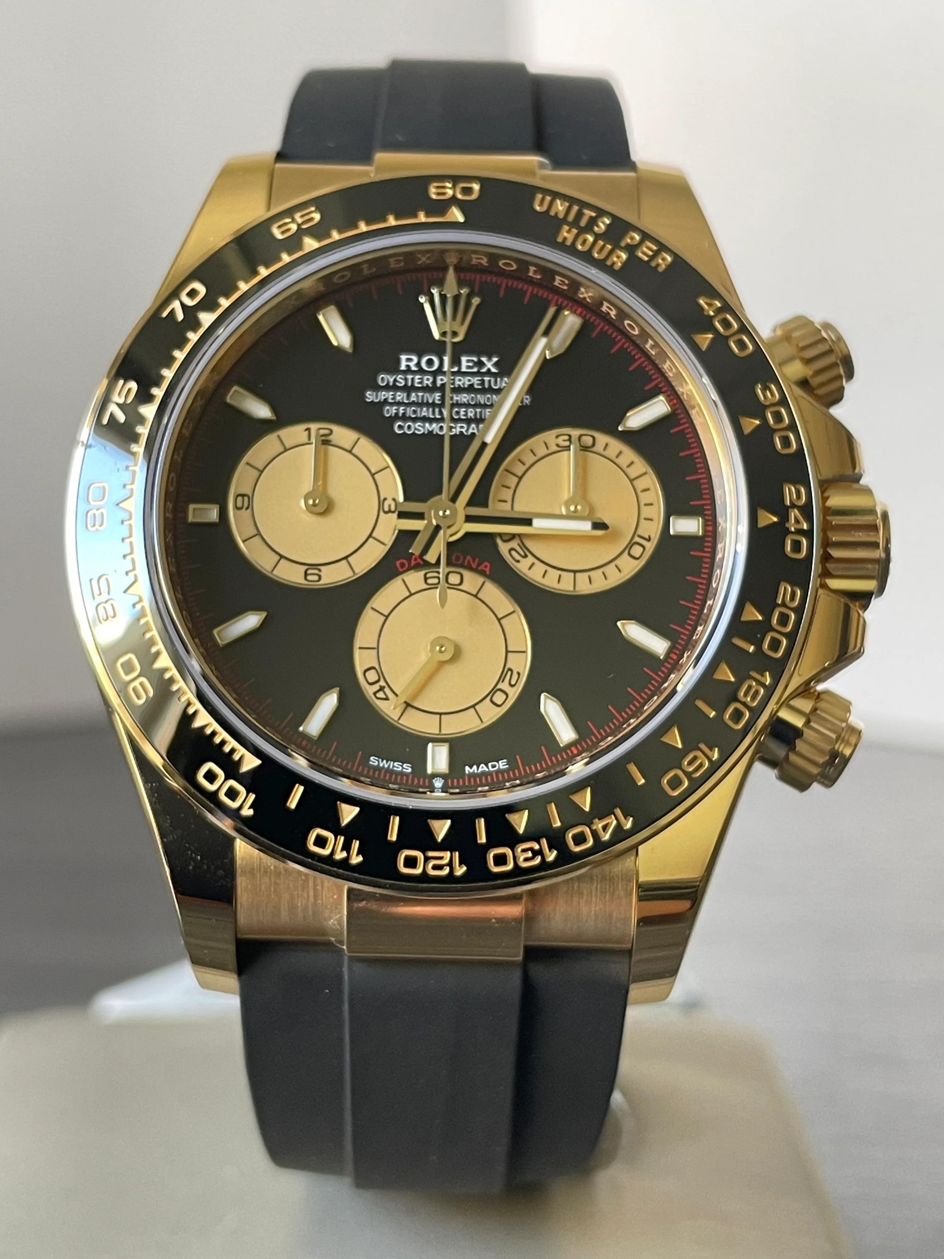 Rolex Yellow Gold Cosmograph Daytona - 2024 - Black Champagne Dial - Black Oysterflex Strap - 126518LN