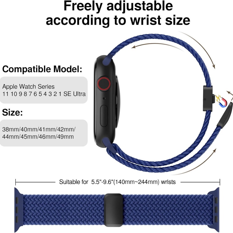 STRAPTIQUE Braided Stretchy Band Compatible with Apple Watch Bands