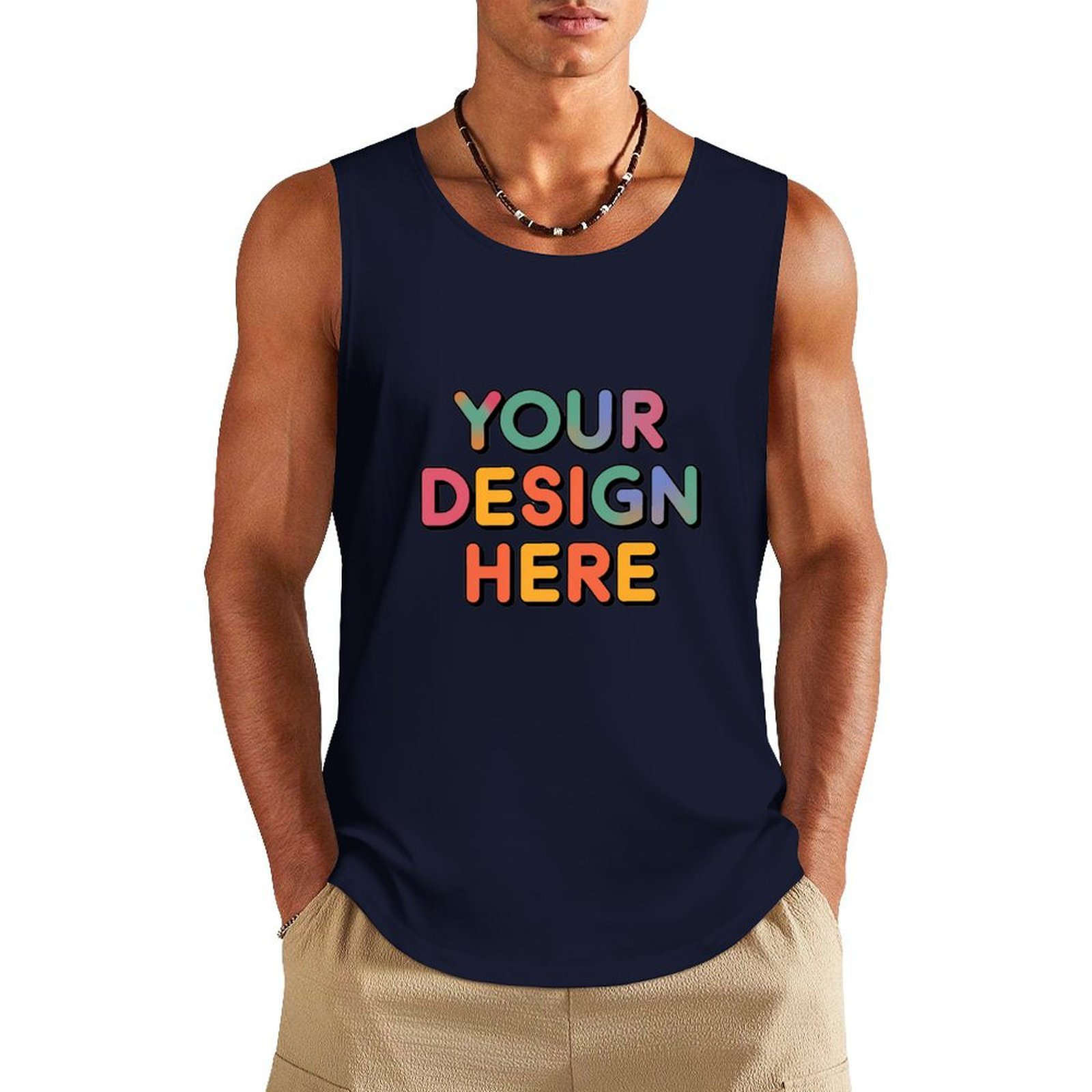 Personalized Custom Men’s 100% Cotton Sleeveless Vest