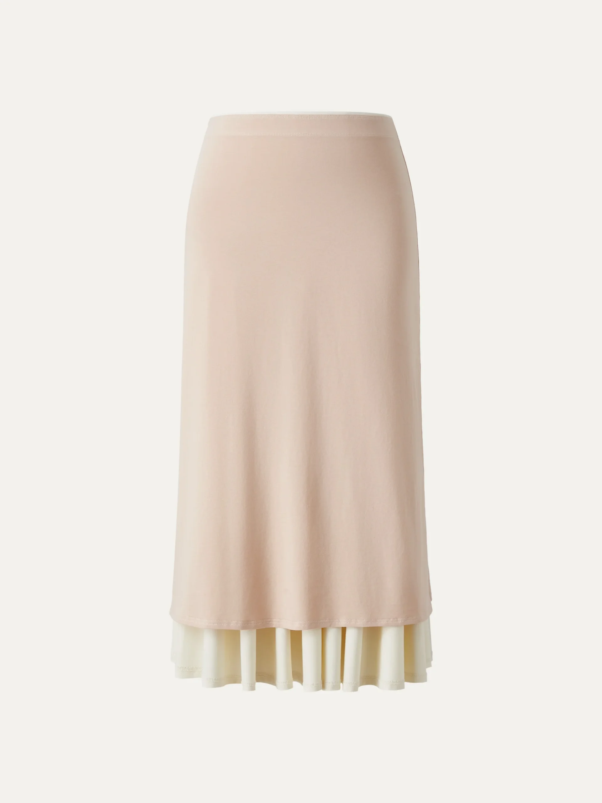 Icy Ponte Midi Rise Doudle-Layered Midi Skirt