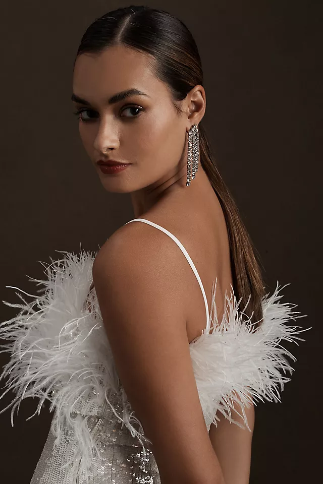 Adele Adelaide Feather & Sequin Mini Dress SILVER