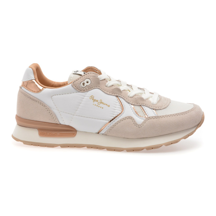 Pantofi sport PEPE JEANS albi, LS40004, din material textil