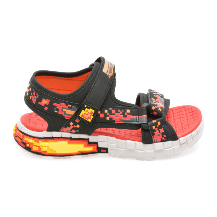 Sandale SKECHERS negre, MEGA-SPLASH 4K, din piele ecologica