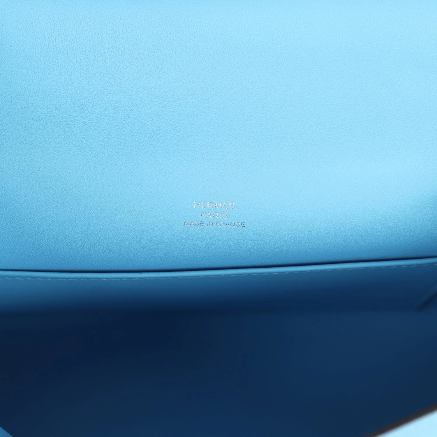 Hermes Kelly Pochette Celeste Swift Palladium Hardware