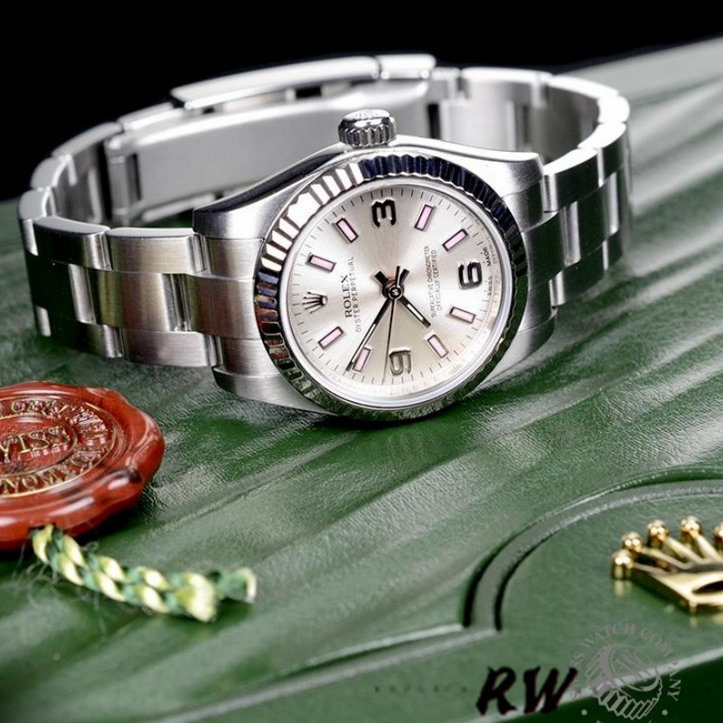 Rolex Oyster Perpetual 176234 Silver Dial Pink Baton 26MM Lady Replica Watch