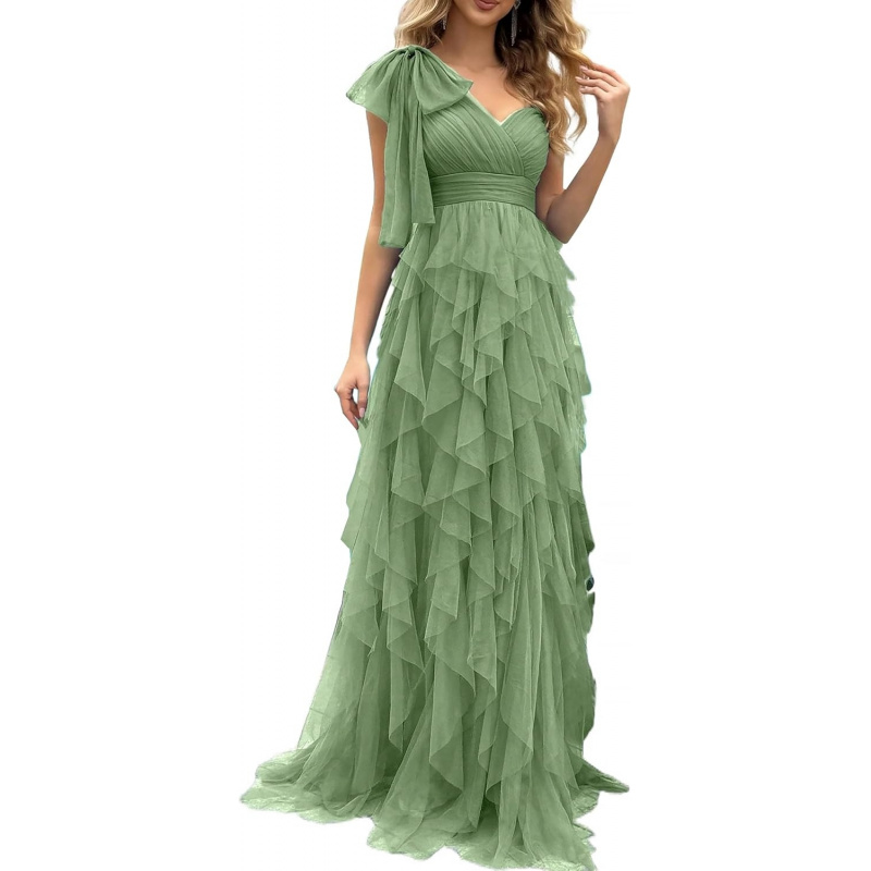 Summer Women Tulle Prom Dress Elegant Bow