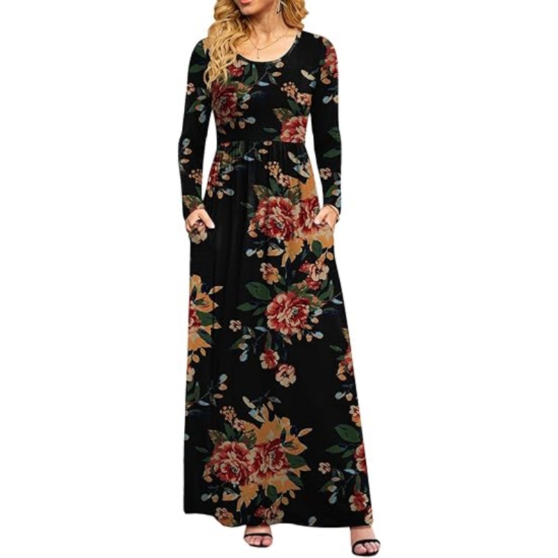 Women Casual Long Sleeve Maxi Dresses