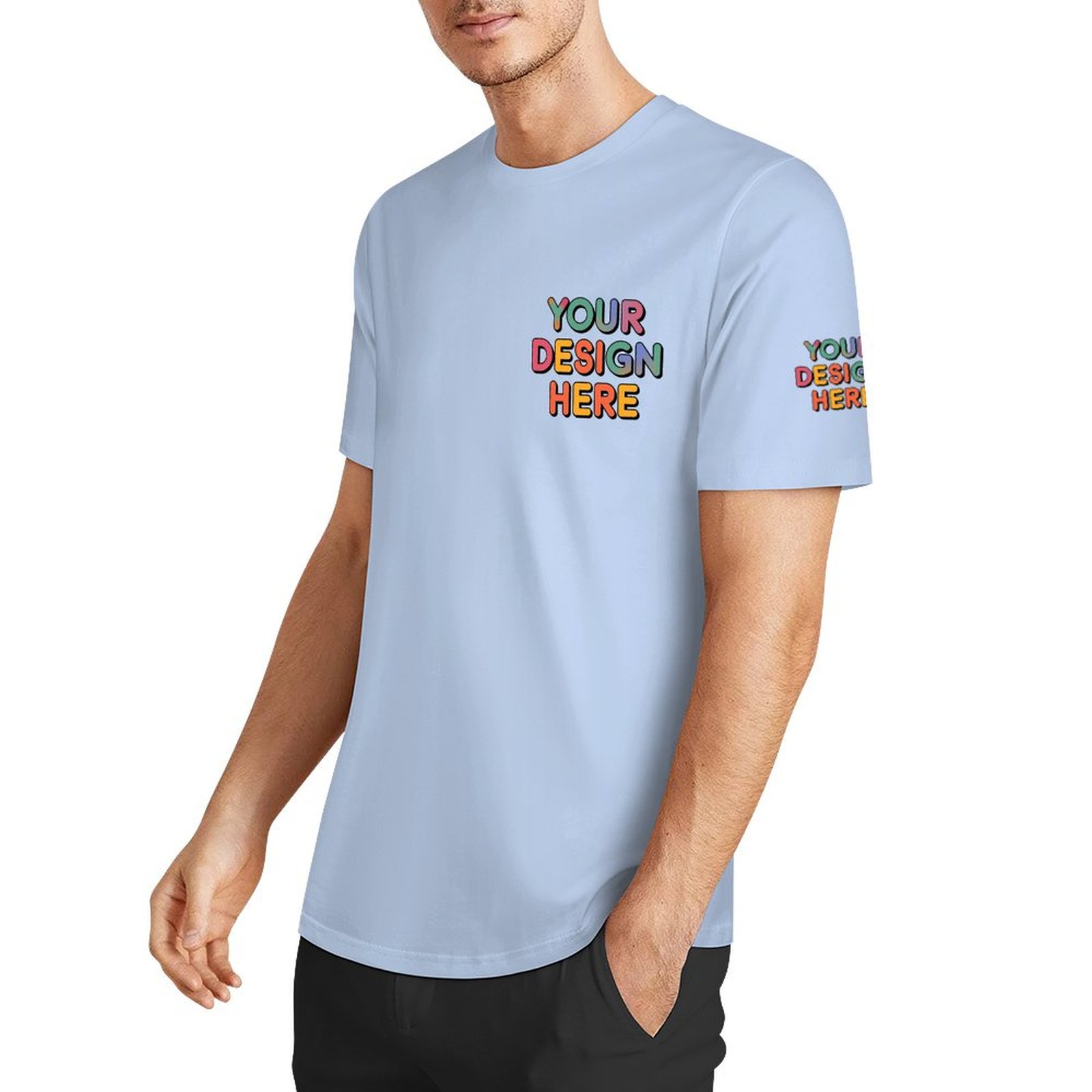 Personalized Custom Men’s Essential Summer T-Shirt with Chest and Sleeve Print