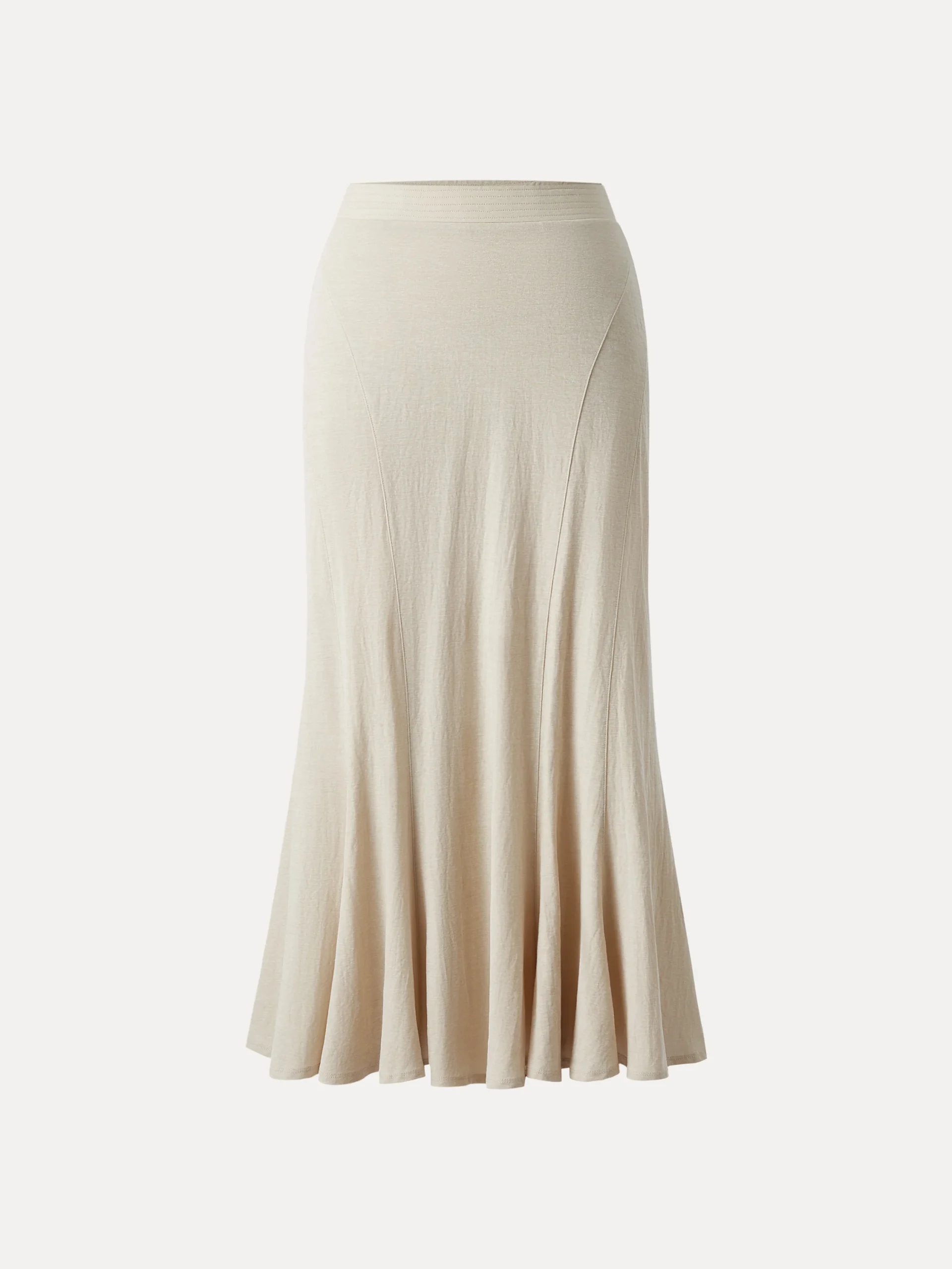 Wrinkle-free Cotton-linen Pull-on Midi Skirt