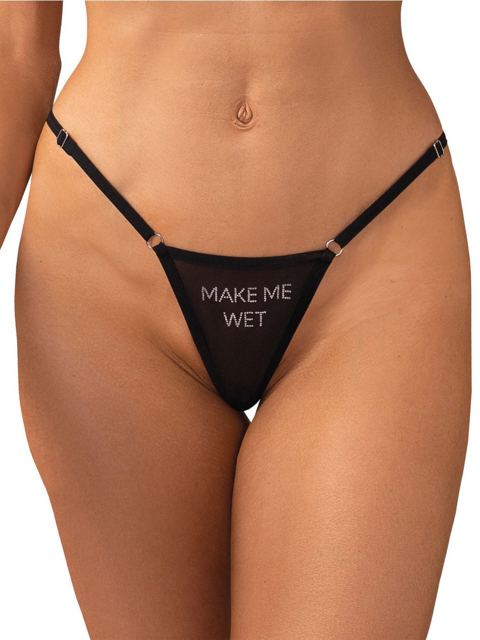 Obsessive Black Make Me Wet Thong