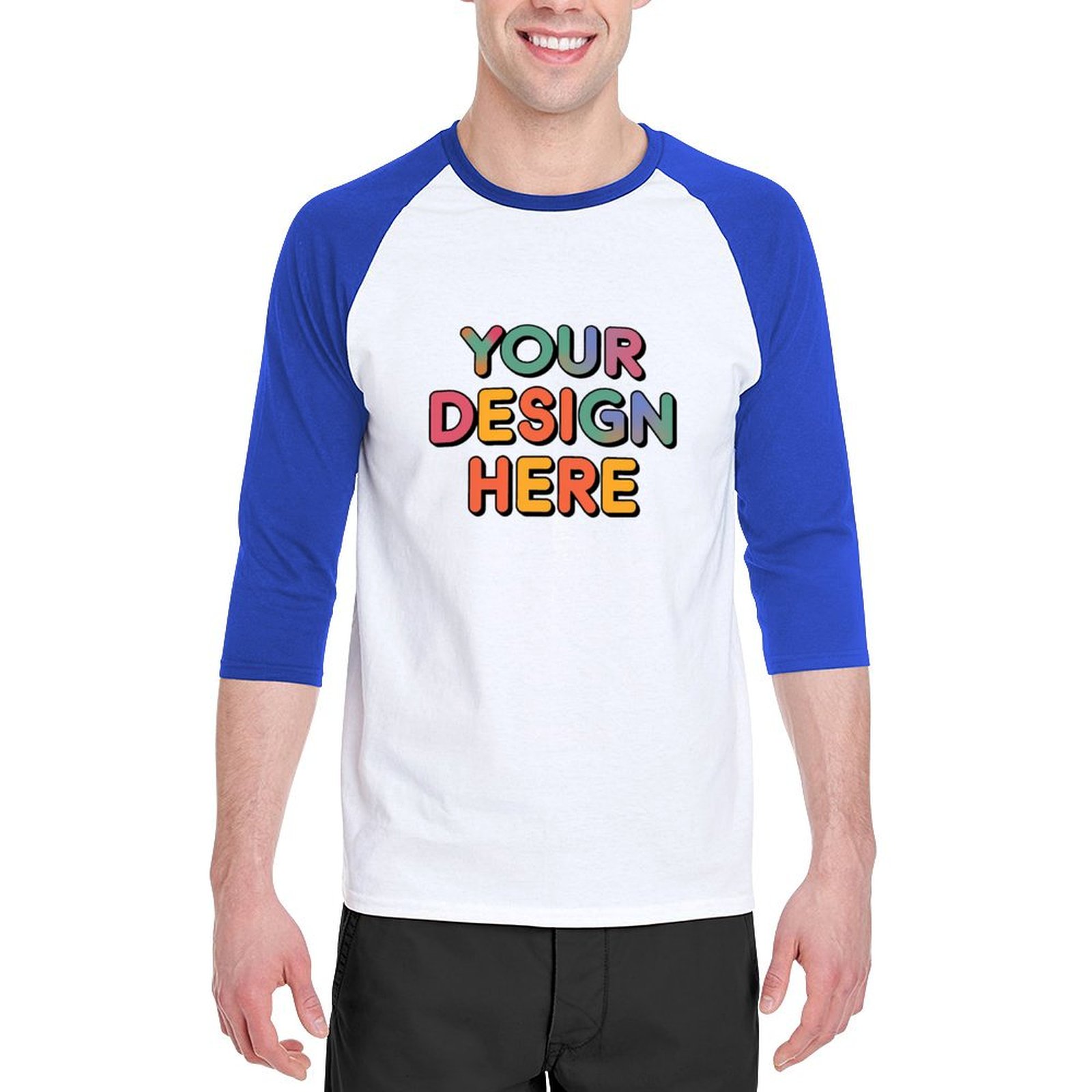 Customized Men’s Three Quarter Sleeve T-Shirt in 100% Pure Cotton