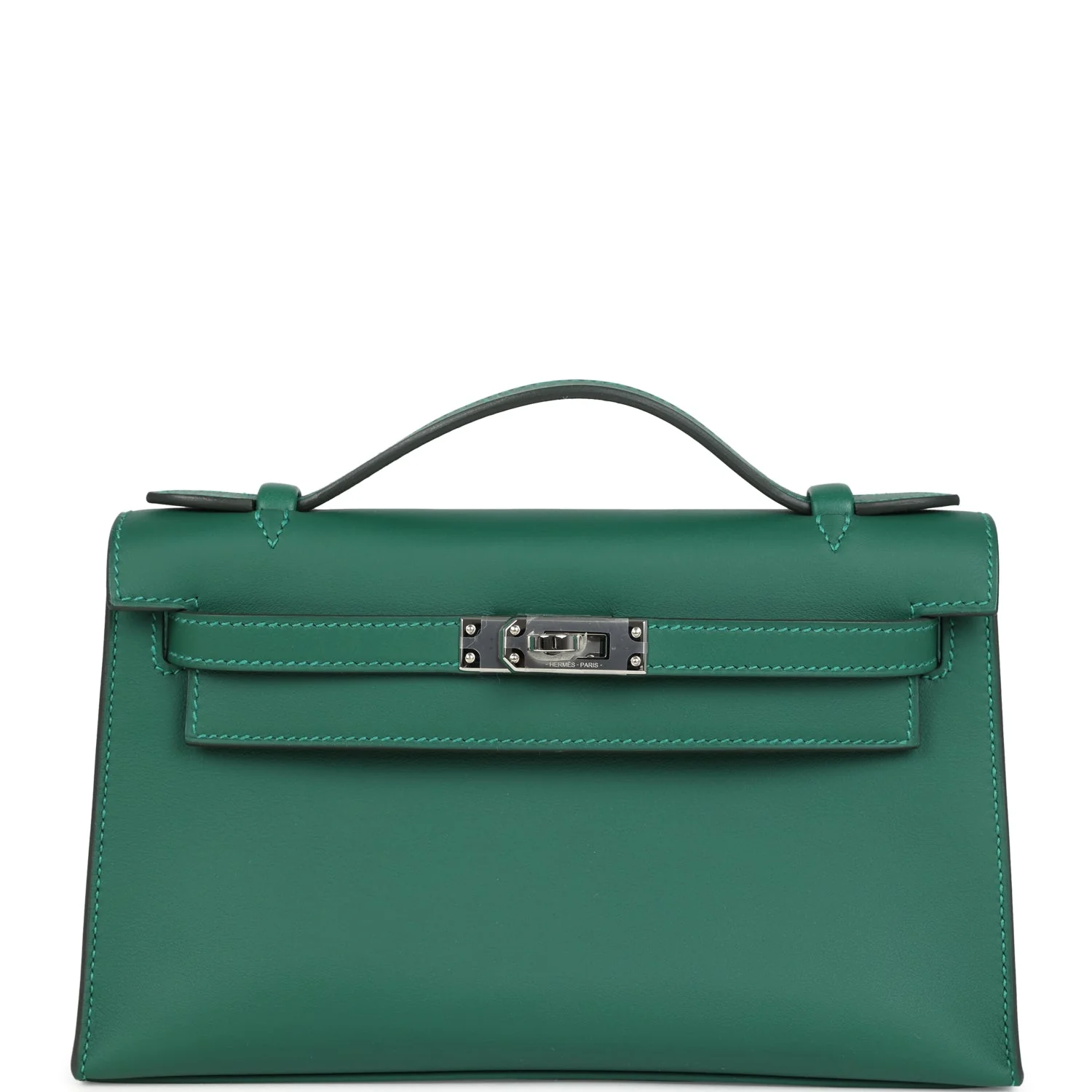 Hermes Kelly Pochette Vert Moyen Swift Palladium Hardware