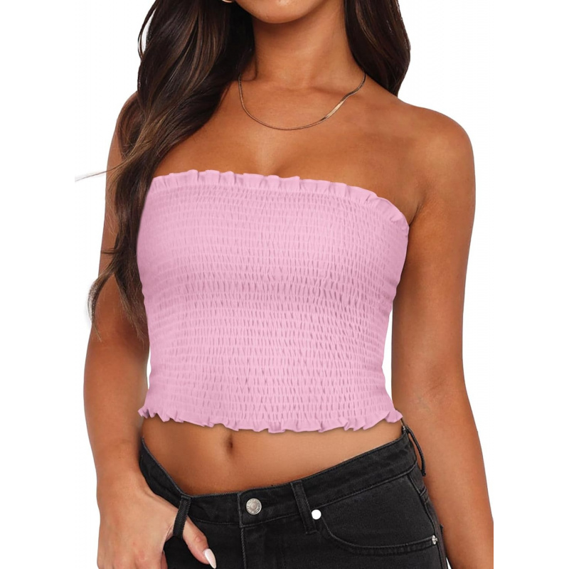 AURETOP Women's Tube Top Summer Strapless Crop Tops