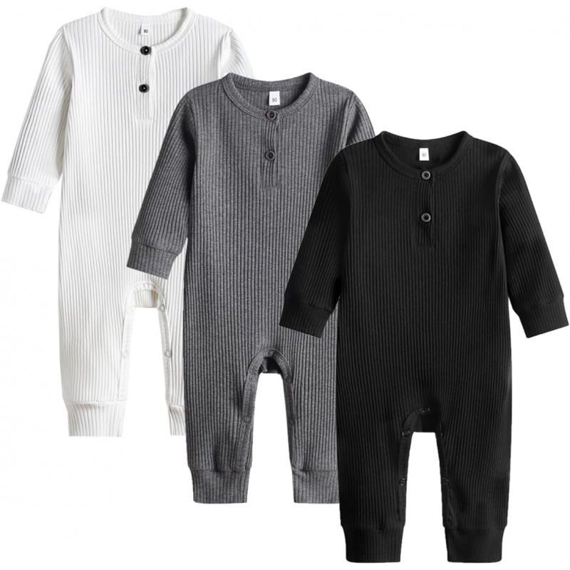 VAELIRAEL Baby Boy Girl 2/3 Pack Solid Romper