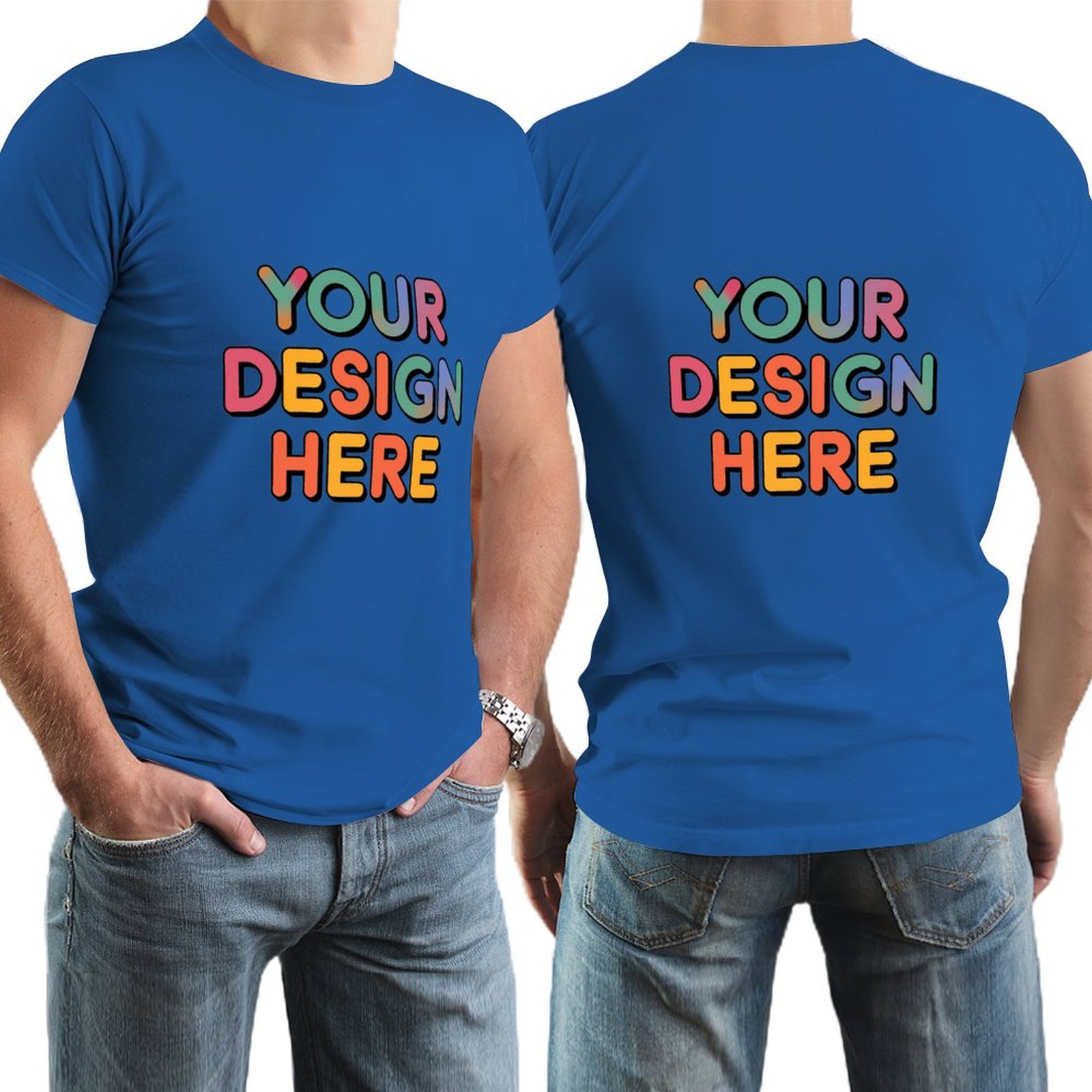 Personalized Custom Men’s Durable Cotton T-Shirt with Double-Sided Design
