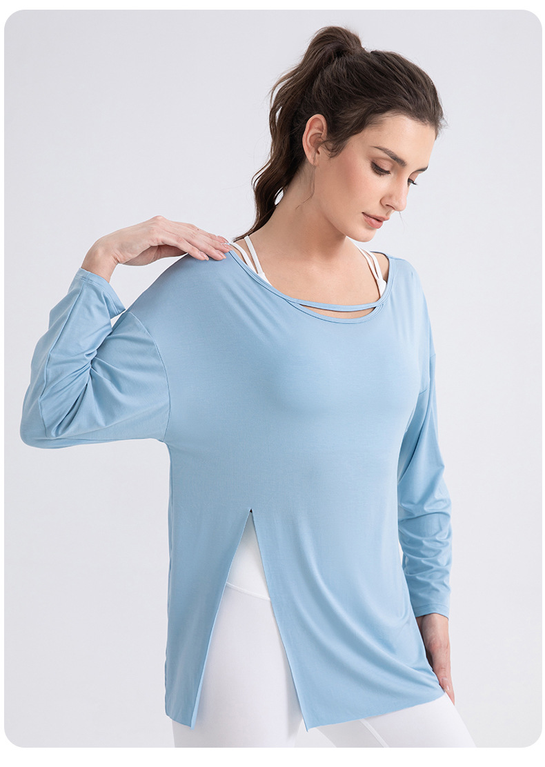 Modal yoga long-sleeved cover-up women's cool, breathable, loose sports top Pilates training fitness t-shirt